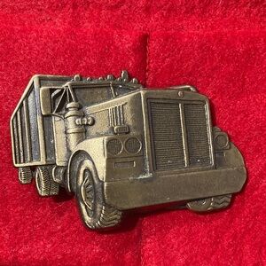 Brass-Tone Semi Truck Belt Buckle - Bronze Finish
